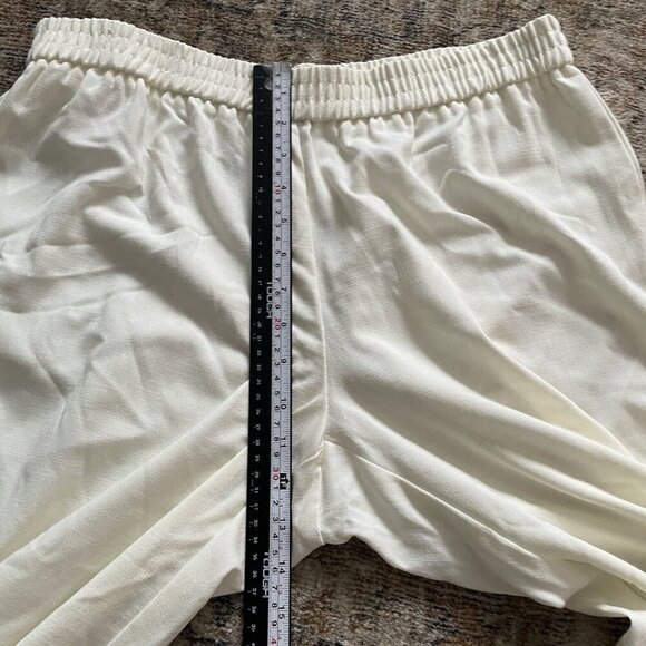 DREW Nylon Rayon Wide Leg Pant Womens Sz L Ivory Chic Pull On Beach Boho Minimal - Picture 8 of 10